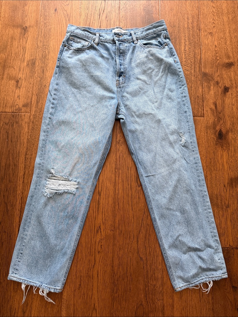Hidden Light Wash Distressed Mom Jeans
